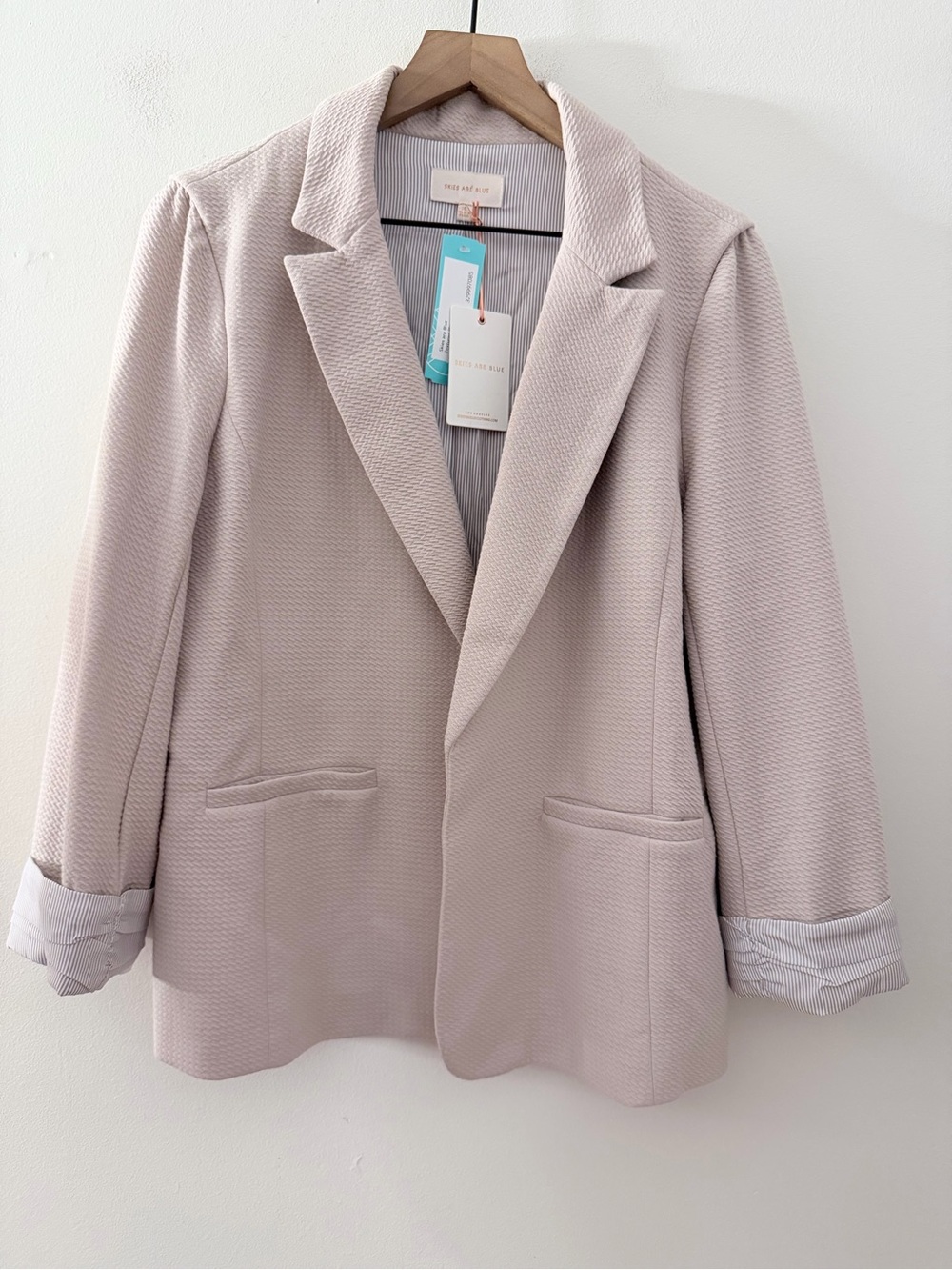 Skies Are Blue Women's Textured Blazer Jacket Beige/Blush XL NEW - Picture 4 of 10